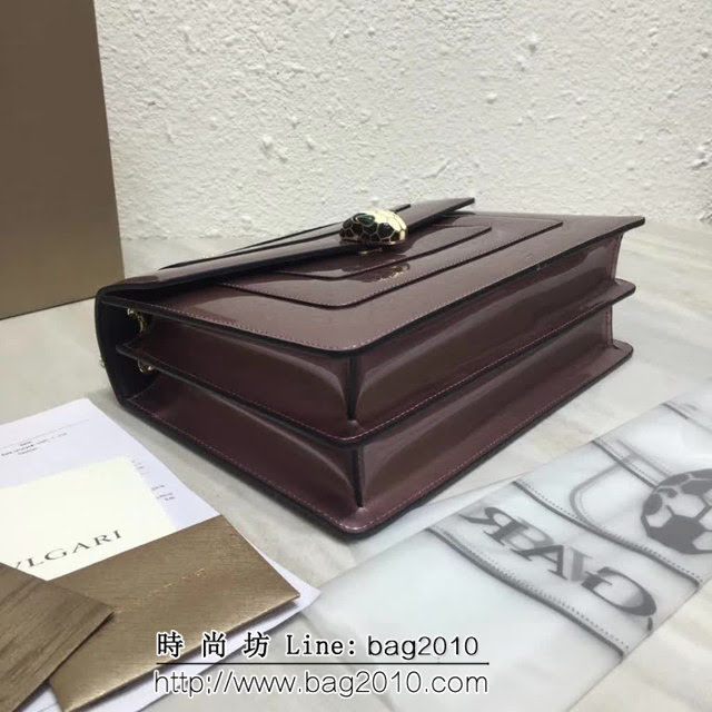 BVLGARI寶格麗 專櫃新品 升級版牛漆皮 雙層蛇頭包 鏈條單肩斜挎包 B35106 FYD1386